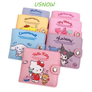 Usnow กระเป๋าสตางค์ กระเป๋าใส่เหรียญ หนัง PU ลายการ์ตูน Melody Kitty Cinnamoroll น่ารัก ขนาดเล็ก แบบพกพา แฟชั่นสําหรับผู้หญิง