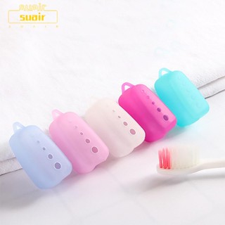 Suair ฝาครอบแปรงสีฟัน ซิลิโคน แบบพกพา ใช้ง่าย หลายสี ทําความสะอาดง่าย สําหรับห้องน้ํา 10 ชิ้น