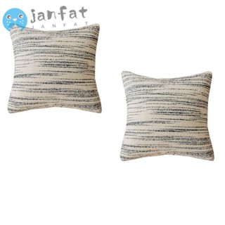 Janfat ปลอกหมอน ผ้าโพลีเอสเตอร์ ลายทาง สีดํา และสีขาว 18×18 นิ้ว 2 ชิ้น