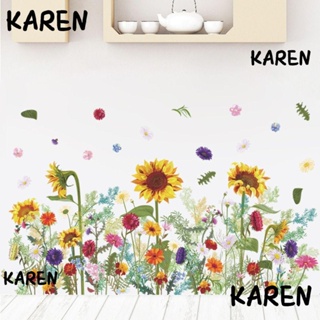 Karen สติกเกอร์ไวนิล ลายดอกเดซี่ ดอกทานตะวัน DIY สําหรับตกแต่งผนังบ้าน ห้องเด็กเล็ก