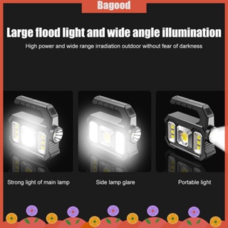 ♪Bagood♪พร้อมส่ง ไฟฉาย LED COB พลังงานแสงอาทิตย์ 500lm 6 เกียร์ กันน้ํา ชาร์จ USB สําหรับเดินป่า ตั้งแคมป์