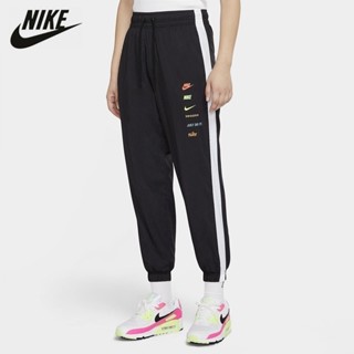 Nike ของแท้ 100% กางเกงขายาวลําลอง ผ้าไนล่อน แห้งเร็ว ทรงสลิมฟิต สําหรับสตรี เหมาะกับการวิ่ง DA0982