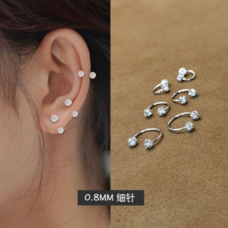 Super flash unique fine needle ear bone nail female 2023 new fashion advanced sensitive titanium steel earring male