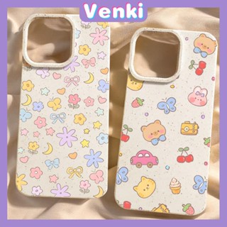 VENKI - เข้ากันได้สำหรับ เคสไอโฟน เคสไอโฟน11 เคส iphone 11 กรณีเป็นมิตรกับสิ่งแวดล้อมย่อยสลายได้สีขาวกรณีกันกระแทกน่ารักดอกไม้หมีรถเข้ากันได้กับ iPhone 14 PRO MAX 13 PRO MAX 12 11Pro MAX XR XS 7Plus 8 PLUS