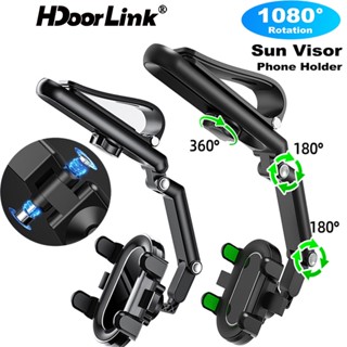 Hdoorlink 1080° ที่บังแดดรถยนต์ แบบหมุนได้ ที่วางโทรศัพท์มือถือ สากล ขาตั้งโทรศัพท์มือถือ อเนกประสงค์ สําหรับ I-Phone Max 7 นิ้ว ที่ยึดในรถ