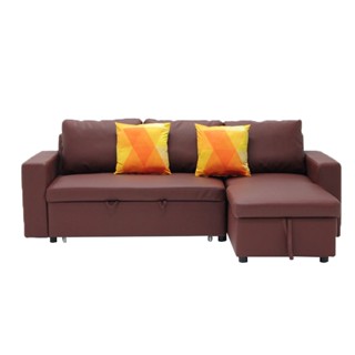 [กทม. 3-5 วัน ส่ง] Koncept furniture โซฟาเข้ามุมขวา รุ่น Roxy สีน้ำตาลเข้ม (231x145x85 ซม.)