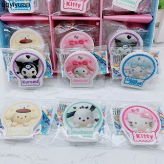 Qyiyu Sanrio ยางลบ ลาย Hello Kitty Kuromi Cinnamoroll Kuromi My Melody Pachacco Pom Pom Purin น่ารัก เครื่องเขียน สําหรับเด็กนักเรียนประถม 6 ชิ้น