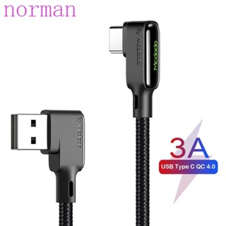 Norman สายชาร์จ Type C 3A USB Type C 90 องศา พับเก็บได้ ทนทาน สําหรับรถยนต์ 3A