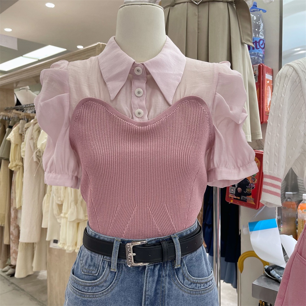 เสื้อสเวตเตอร์ถัก แขนพัฟ แบบสวมหัว เข้ารูป สไตล์เกาหลี แฟชั่นสําหรับสตรี