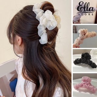 Ellastore123 กิ๊บติดผม ผ้าตาข่าย จับจีบ ขนาดใหญ่ สไตล์เกาหลี เครื่องประดับผม