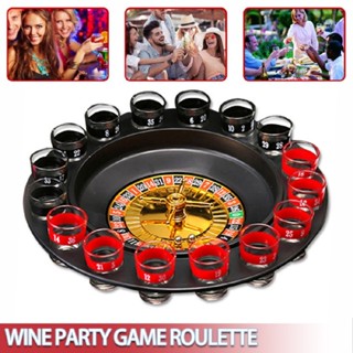 Shot Glass Roulette with Spinning Wheel 16 Shot Glasses Drinking Party Game Set