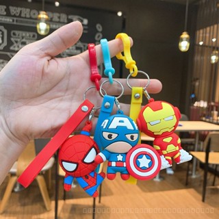 0830YWJJ Spider-Man Cartoon Silicone Captain America Schoolbag Small Pendant Car Key Chain Hanging Ornaments Cute Couple Keychain Comic  Animation  Garage Kit  GN1H