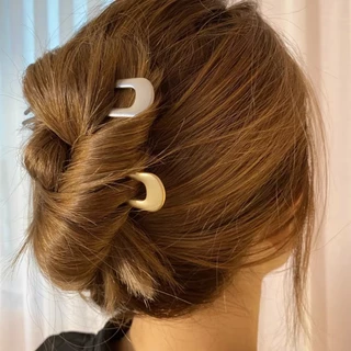 เครื่องประดับผม ที่คาดผม รูปตัว U สีทอง สีเงิน แบบเรียบง่าย สําหรับเด็กผู้หญิง