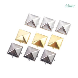 Delmer หมุดโลหะ ทรงสี่เหลี่ยม 4 กรงเล็บ สีเงิน คุณภาพสูง สําหรับตกแต่งเสื้อผ้า หมวก กระเป๋า 100 ชิ้น ต่อแพ็ก