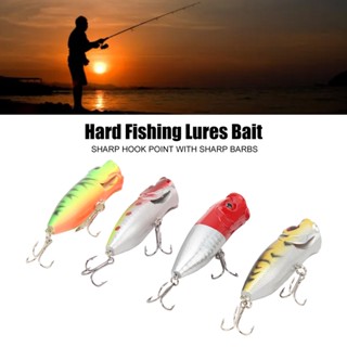 Fishi 4 PCS Lure Hard เหยื่อพลาสติกและสแตนเลส 3D ที่สมจริงตา เหยื่อตกปลาเหยื่อ Treble Hooks สำหรับตกปลา