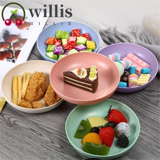 Willis จานฟางข้าวสาลี ไม่แตกหัก น้ําหนักเบา ทรงกลม สําหรับใส่อาหาร ผลไม้ ขนมขบเคี้ยว บนโต๊ะอาหาร