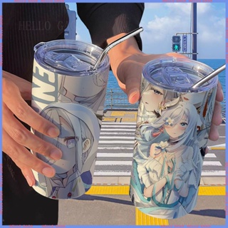 [สินค้าแอนิเมชั่น Limited Water Cup] Yuanshen Shenhe กระติกน้ําร้อน พร้อมหลอดดูด แบบพกพา คุณภาพสูง สําหรับนักเรียน