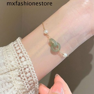 Mxfashione สร้อยข้อมือ ประดับมุก หยก น่ารัก สไตล์วินเทจ เครื่องประดับแฟชั่น สําหรับผู้หญิง