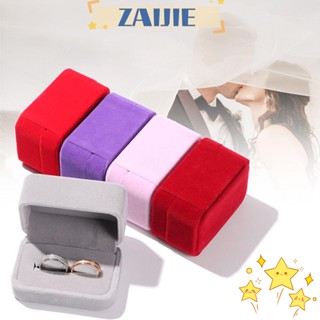 Zaijie24 กล่องกํามะหยี่ สําหรับใส่เครื่องประดับ แหวนหมั้น งานแต่งงาน