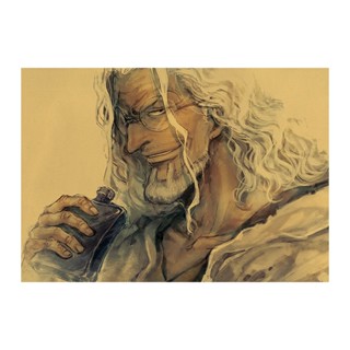 โปสเตอร์กระดาษคราฟท์ One Piece Rayleigh สไตล์เรโทร สําหรับตกแต่งคาเฟ่ บาร์