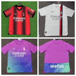 เสื้อกีฬาแขนสั้น ลายทีมชาติฟุตบอลชั้นนํา AC Milan 2324 ชุดเหย้า เยือน 3 คุณภาพสูง