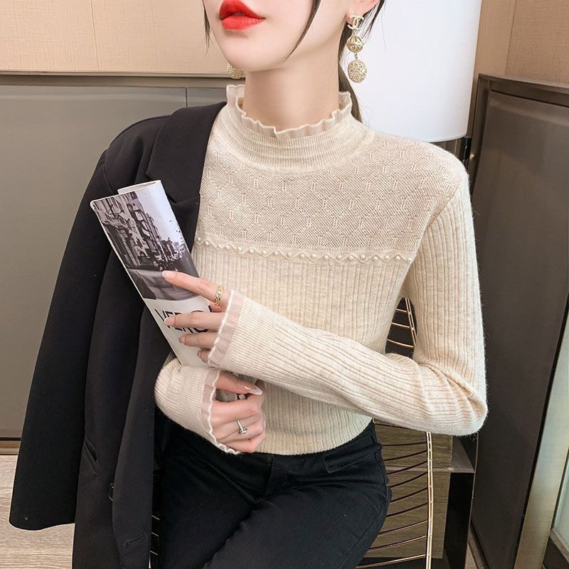 เสื้อคอเต่า ผ้าถัก เข้ารูป เข้ากับทุกการแต่งกาย แฟชั่นฤดูใบไม้ร่วง สไตล์ใหม่ สําหรับผู้หญิง
