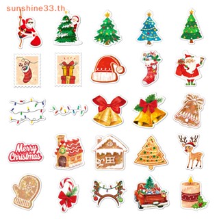 Thsun สติกเกอร์เลเซอร์ ลาย Merry Christmas สําหรับตกแต่งกระเป๋าเดินทาง สเก็ตบอร์ด DIY 50 100 ชิ้น