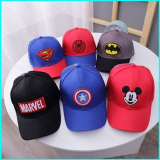 หมวกเบสบอล กันแดด อเนกประสงค์ ลายการ์ตูน Marvel Spider-Man Batman Mickey แฟชั่นฤดูใบไม้ผลิ และฤดูใบไม้ร่วง สําหรับเด็ก