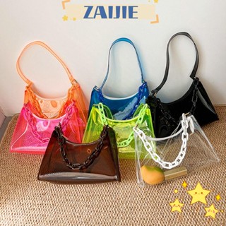 Zaijie24 กระเป๋าสะพายไหล่ ผู้หญิง สุภาพสตรี กระเป๋าสตางค์ PVC กระเป๋าเยลลี่