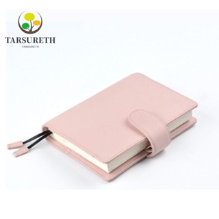 Tarsureth ปกหนัง สีชมพู ขนาด A6 พร้อมกระดุมแป๊ก เติมได้ สําหรับโน้ตบุ๊ก สํานักงาน