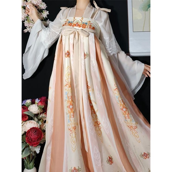 Hanfu [Fanhua] กระโปรงยาวถึงหน้าอก สไตล์ฮั่นฝู จีนโบราณ แฟชั่นฤดูใบไม้ผลิ ฤดูร้อน สําหรับผู้หญิง