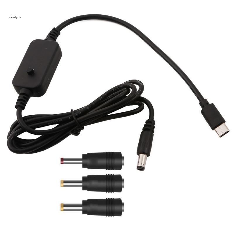 สายเคเบิลแรงดันไฟฟ้า USB C เป็น 5V 9V 12V 12V 20V 115 ซม. พร้อมโวลต์มิเตอร์ LED