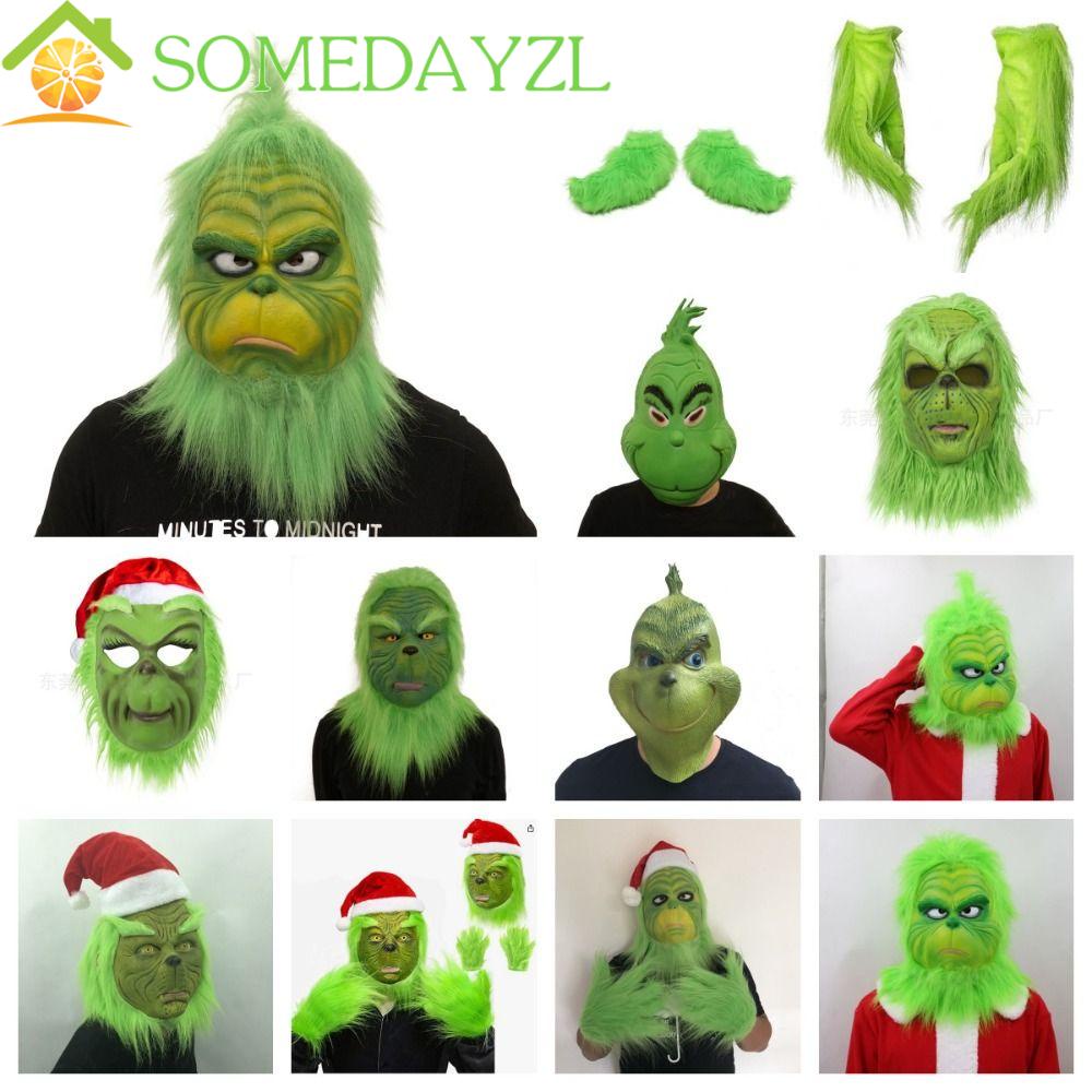 Somedayzl หน้ากากยาง รูปซานตาคลอส ถุงมือแฟนซี คอสเพลย์ ขนเฟอร์ เครื่องแต่งกายคริสต์มาส
