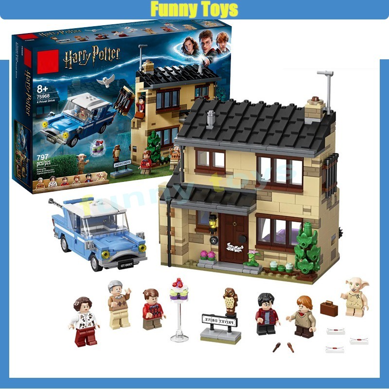 4 Privet Drive ไดรฟ์หมุดย้ํา 75968 โมเดลบ้านรถบิน 4 คัน ของขวัญ ของเล่นสําหรับเด็ก และผู้ใหญ่