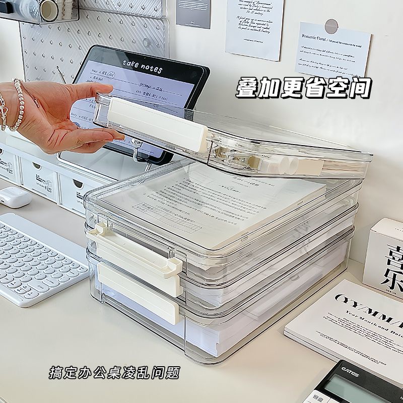 กล่องพลาสติกใส ขนาด a4 สําหรับใส่จัดเก็บเอกสาร หนังสือเรียนจบ โรงเรียนมัธยมต้น - รูปที่ 3