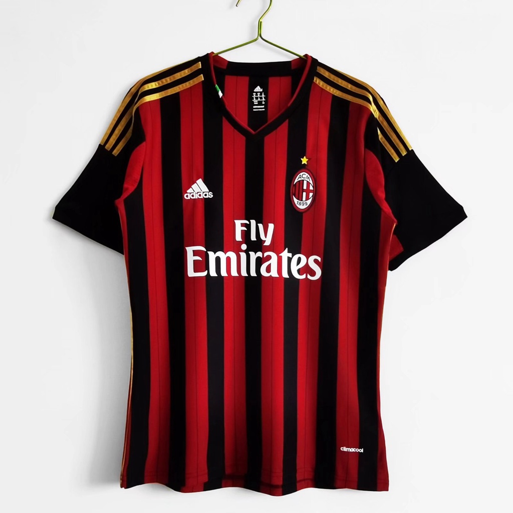 เสื้อยืด พิมพ์ลาย AC Milan Home Season สไตล์เรโทร 2013-14