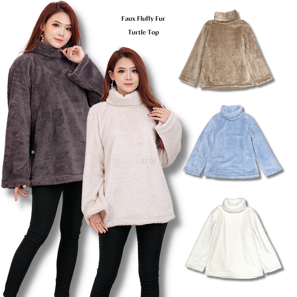 เสื้อสเวตเตอร์แขนยาวผู้หญิงคอปกสูง (HMT449 FAUX TURTLE TOP)