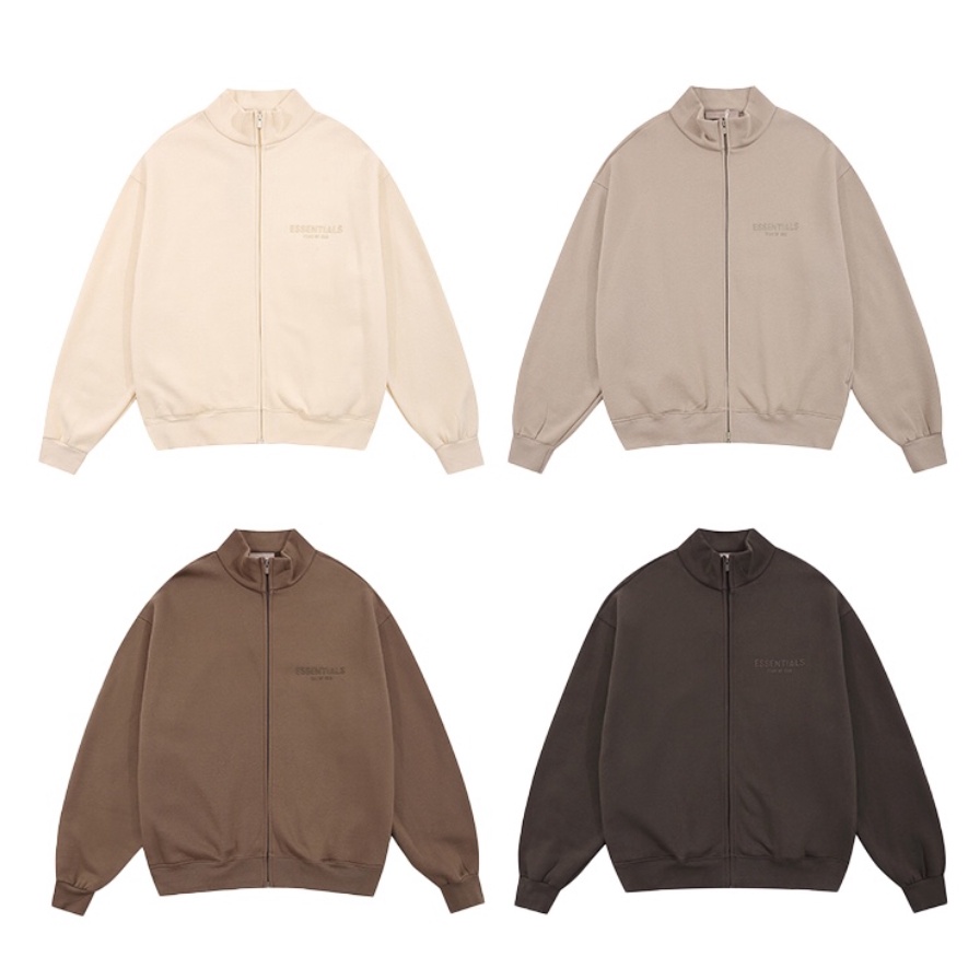 พร้อมส่ง ✨ ใหม่ เสื้อโค้ทแจ็กเก็ต คอตั้ง ทรงหลวม แต่งซิป ลาย FOG FEAR OF GOD ESSENTIALS 9 เส้น 2023