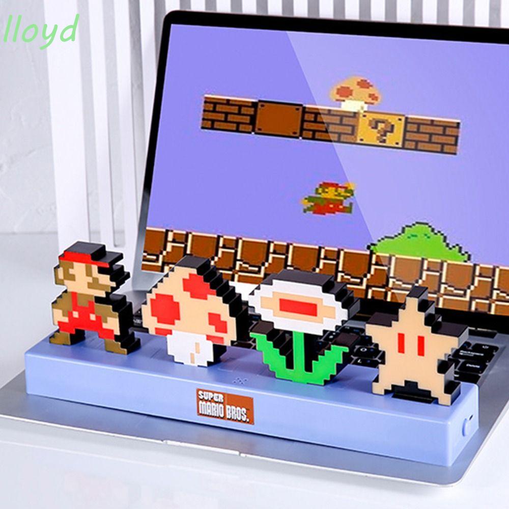 Lloyd ของเล่นฟิกเกอร์ Super Mario Bros Light พร้อมเพลงมาริโอ้ พิกเซล แบตเตอรี่ USB แบบพกพา