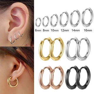 SPORCLO 1 PC 6-20mm Stainless Steel Small Hoop Earrings Cartilage Korea Round Earring Black Circle Huggie Earrings Ear Tragus Piercing