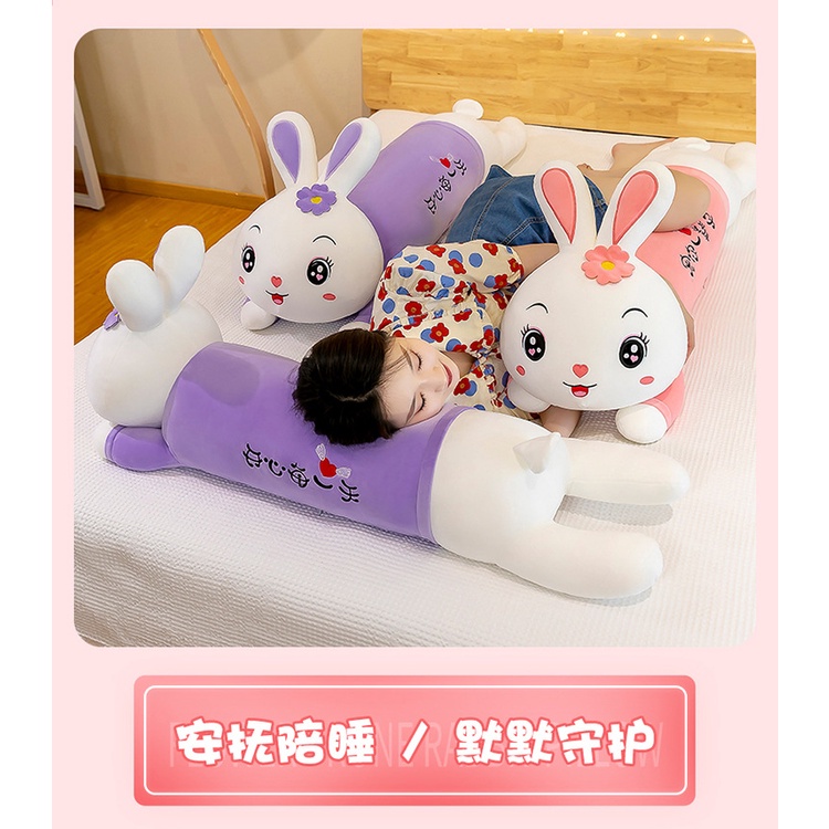 61554 ใหม่ หมอนตุ๊กตากระต่าย ผ้าฝ้าย แบบนิ่ม ลายดอกไม้ ของขวัญวันเกิด สําหรับเด็กผู้หญิง - รูปที่ 4