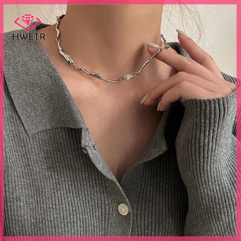 Hwetr สร้อยคอโชคเกอร์ โซ่สั้น ทรงเรขาคณิต สไตล์เกาหลี โกธิค พังก์ โกธิค เครื่องประดับแฟชั่น สําหรับผู้หญิง