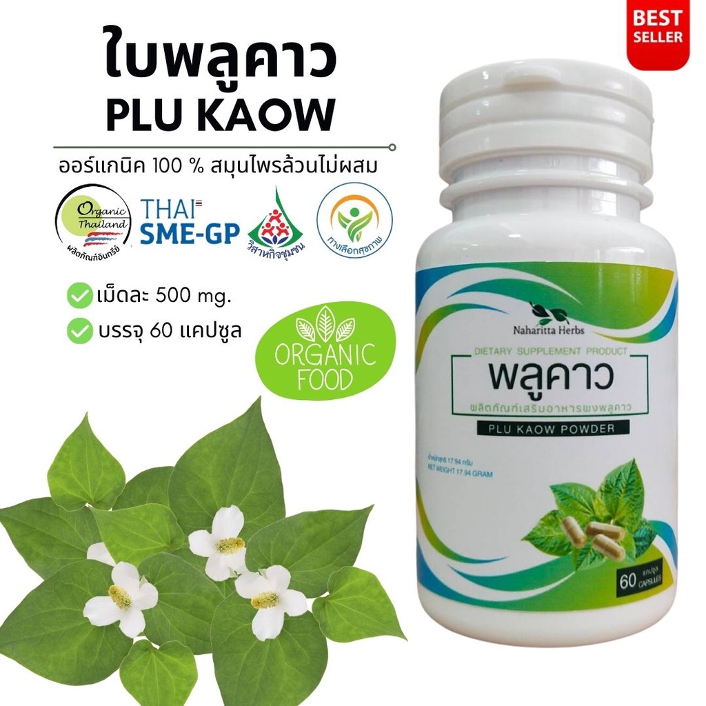 ใบพลูคาว PLU KAOW 100% 60cap. คุณภาพดี จัดส่งไว