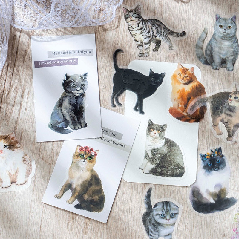 30 ชิ้นน่ารักแมวธีมสติกเกอร์ตกแต่งแมวน่ารักสติกเกอร์กาวตนเอง Scrapbooking สติกเกอร์สําหรับแล็ปท็อป Planners