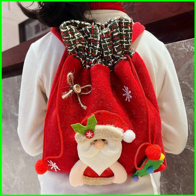 Yg กระเป๋าเป้สะพายหลัง ลายคริสต์มาส ซานตาคลอส สโนว์แมน กวางเอลก์ ลูกกวาด คริสต์มาสอีฟ