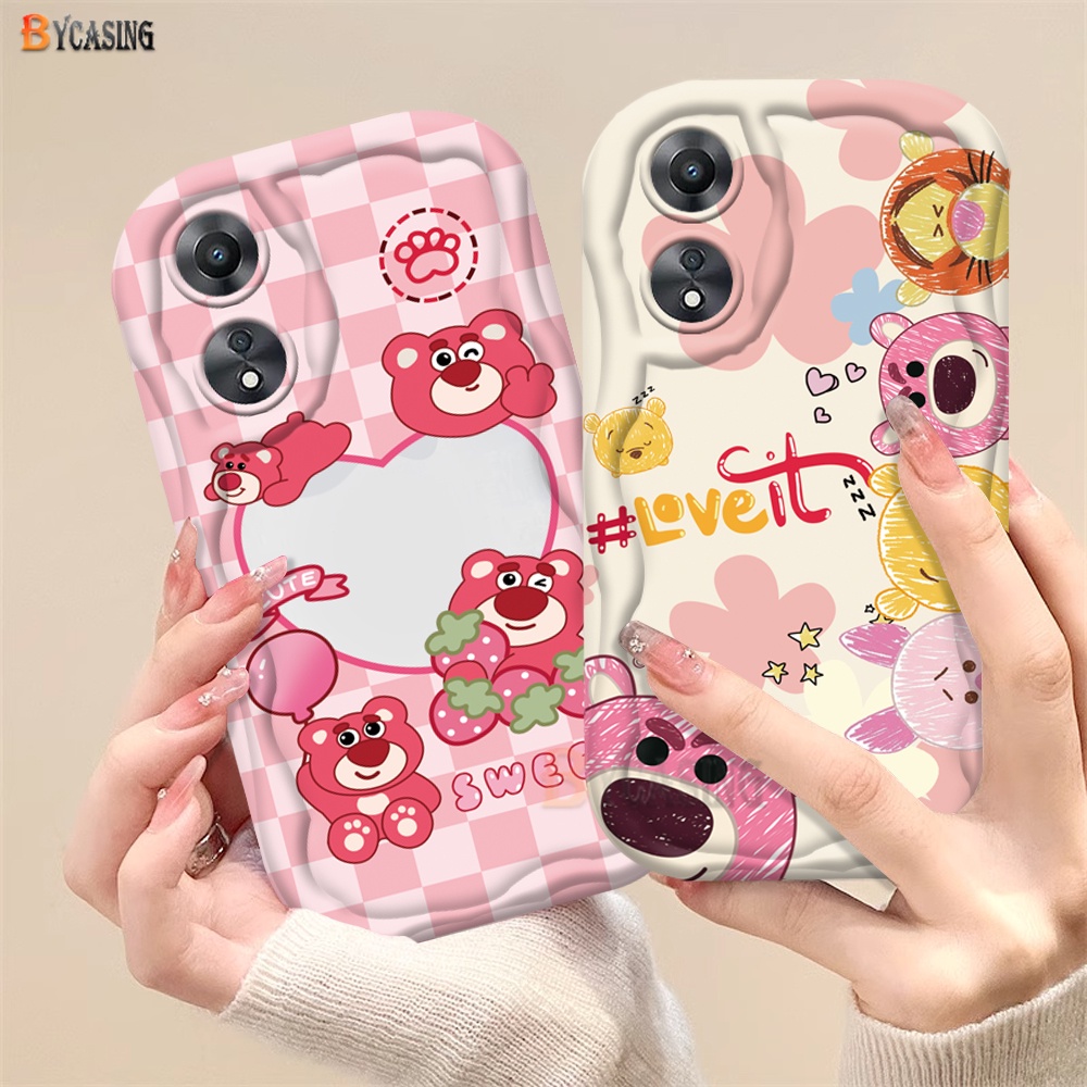 เคสโทรศัพท์มือถือ ขอบโค้ง ลายสิงโต หมีน่ารัก 3D สําหรับ Oppo A38 A18 A16 A54 A78 A58 A17 A55 A12 A95 A3s A57 A1k A5s A15 A7 A92 A74 A17k A16K A31 A77s F9 F11