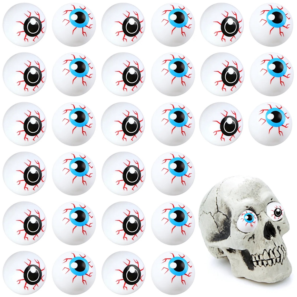 60PCS Plastic Halloween Eyeballs Scary Ping Pong Eyeballs for Kids Toys 1In Fake Eye Balls Hollow Ey