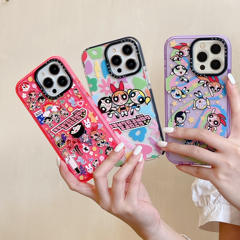 Powerpuff Girls สีแดงสีม่วง Casetify เคสโทรศัพท์สําหรับ iPhone 16 15 14 13 12 11 Pro Max Plus 7 8 SE X XS XR Mini, Soft Clear TPU