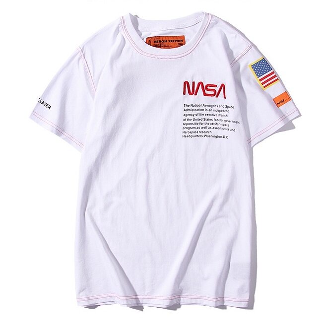 พร้อมสต็อกผลิตภัณฑ์ใหม่ HERON PRESTON X NASA สตรีทพื้นที่แบบอินเทรนด์เสื้อยืดเสื้อยืดฤดูร้อนS-5XL