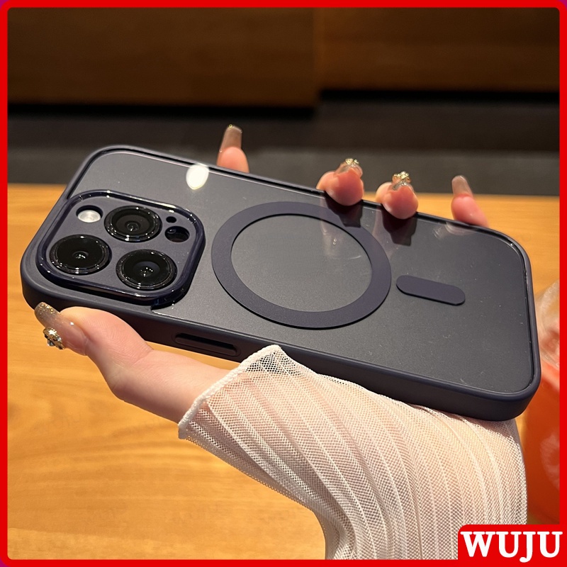WUJU เคส เข้ากันได้สำหรับ เคสไอโฟน เคสโทรศัพท์มือถืออะคริลิคใส แบบนิ่ม กันกระแทก มีแม่เหล็ก สําหรับ iPhone 17 16 15 14 13 12 11 Pro Max Air